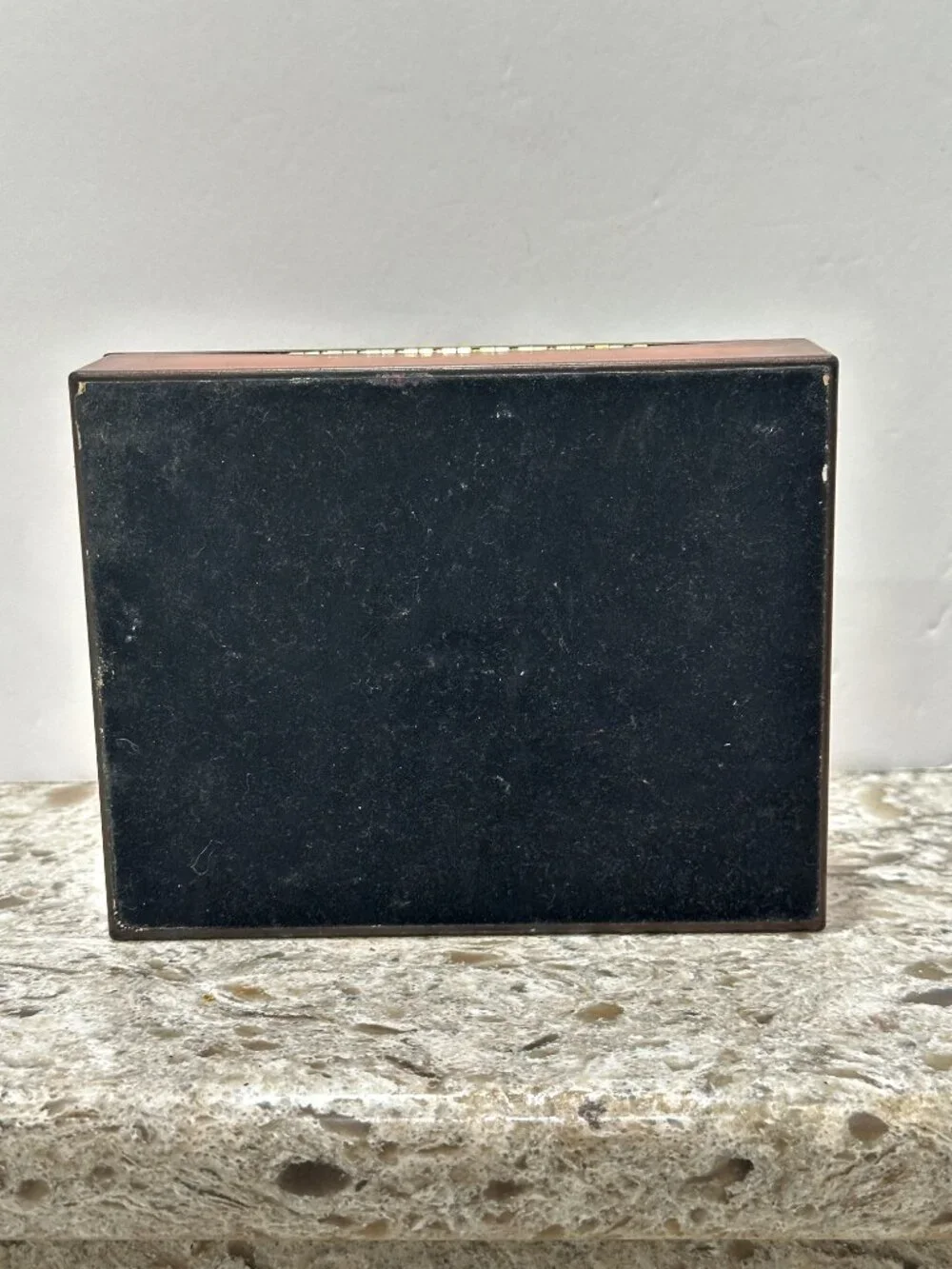 Wood Jewelry Keepsake Box with Ornate Pewter Double Oval Photo Frame Lid Vintage